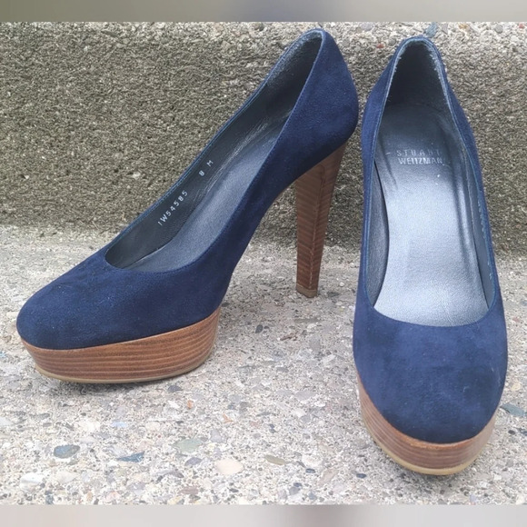 Stuart Weitzman Blue Suede Shoes - Picture 8 of 8